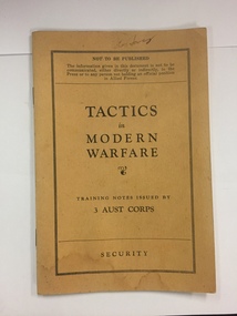 Booklet - Book, Tactics in Modern Warfare, 1942
