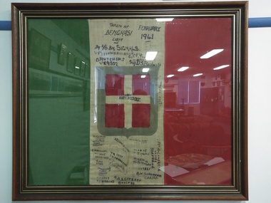 Flag - Framed Textile, Captured Italian Flag- Benghazi, 1941