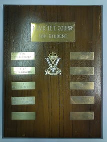 Plaque - Presentaion Plaque, 1 RVR IET Course Top Student, 1986
