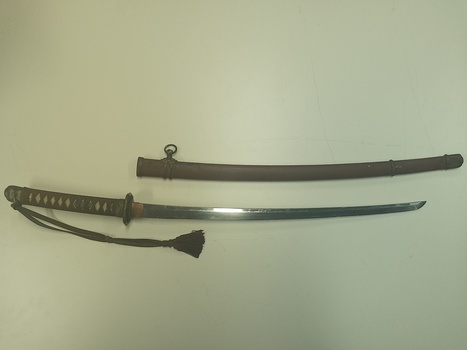 Side view of sword Knot and scabbard