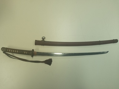 Side view of sword Knot and scabbard