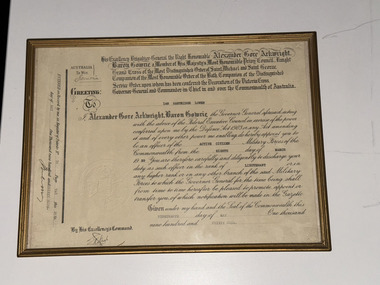 Document - Commission Certificate LT Ian Lowen, 1939 Commission Certificate LT Ian Lowen