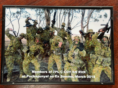 Photograph - Framed Photograph, Members of 7PL C Coy 5/6 RVR at Puckapunyal on Ex Somme, March 2015