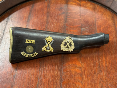 Souvenir - Rifle Butt with unit and corp badge, Rifle Butt