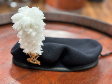 Headwear - Sub-Unit Headdress of C Company 5/6RVR - Navy Beret with White Plume and RVR Badge