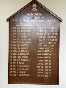 Honour Board - 5/6th Battalion Commanding Officer Board