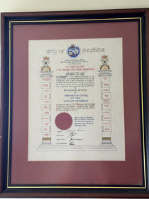 Certificate - Freedom of Entry to the City of Sunshine on 12 February 1994