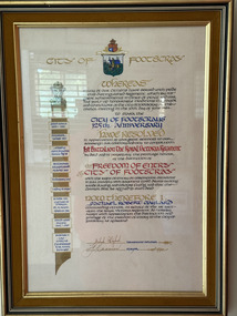 Certificate - Freedom of Entry of the City of Footscray