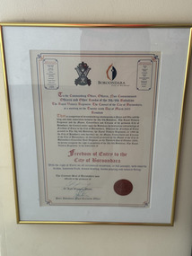 Certificate - Boroondara city council freedom of entry certificate