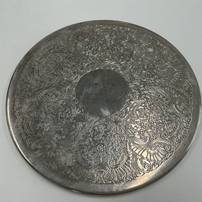 Domestic object - Silver place mat - to 5/6 RVR Sgt Mess from LT Col RN Taylor RFD
