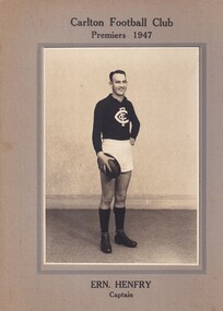 Black & White Photo, Carlton Football Club Premiers 1947 Ern Henfry Captain, 1947