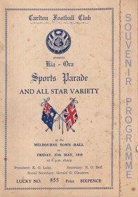 Souvenir Programme, Kia-Ora Sports Parade And All Star Variety 1949 3KZ Radio Show, 1949