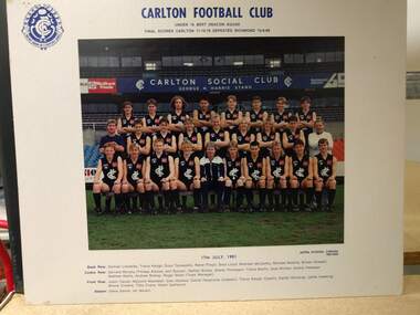 Colour photograph, Under 16 Bert Deacon Squad 17 July1991, 1991