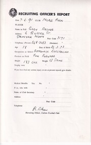 Recruiting Officer Report, Recruiting Officer Report Roger Skien, 1991