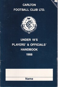 Small Booklet, U19s Players & Officials Handbook 1988, 1988