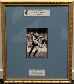 Framed photograph, Greg Williams Half of Fame inductee framed commemoration