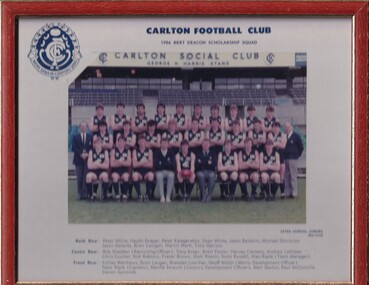 Framed Colour Team Photo, 1986 Bert Deacon Scholarship Squad, 1986