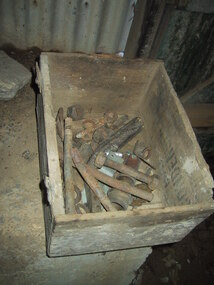 Box, wooden and contents