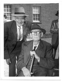 Photograph of John and Herman Bock, in 1964 at Tarnagulla School Reunion, John and Herman Bock, in 1964 at Tarnagulla School Reunion, March 1964