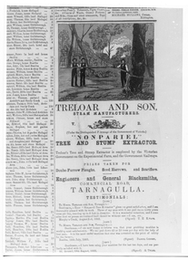 Photograph: Copy of Treloar and Sons newspaper advertisement, Probably 1880s