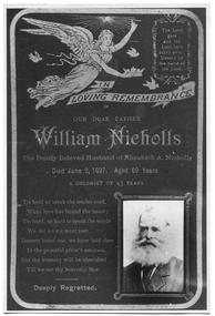 Photograph of funeral testimonial for William Nicholls, c. 1897