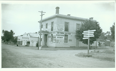 Photograph of former bank building being used as general store, Tarnagulla, Former bank building being used as general store, Tarnagulla, circa late 1960s