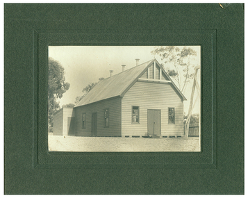 Photograph of a wooden school or church house at or near Tarnagulla, A wooden school or church house at or near Tarnagulla, c. 1900