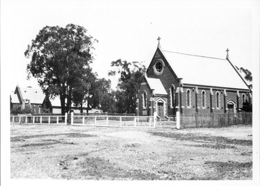 Photograph of the Catholic Church and Church of England, Tarnagulla, The Catholic Church and Church of England, Tarnagulla, circa 1960s