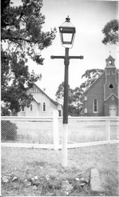 Photograph of lamppost outside Presbyterian Church, Tarnagulla, Lamppost outside Presbyterian Church, Tarnagulla, circa 1960s