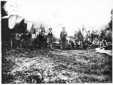Photograph: Men in a mining camp, Men in a mining camp, circa 1850 to 1920