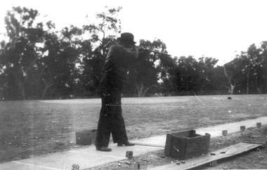 Photograph: Doug Twigg Trap Shooting at Newbridge Club, Doug Twigg Trap Shooting at Newbridge Club, circa 1930s