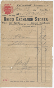 Receipt: Reids Exchange Store Tarnagulla, 1923