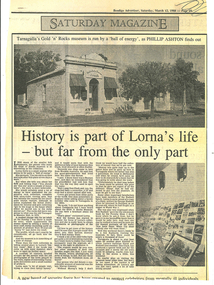 News clipping: History Is Part of Lorna's Life - But Far From the Only Part, History Is Part of Lorna's Life - But Far From the Only Part, March 12, 1988