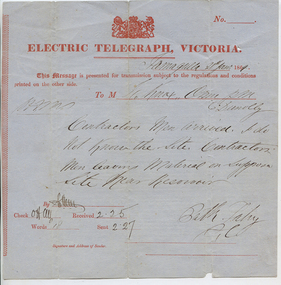 Telegram: Fahy  to Dunolly, 21st January 1864