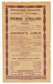 Playbill: The Evening Strollers, Gadsby's Girls & The Digger's Lawn Party, 1919