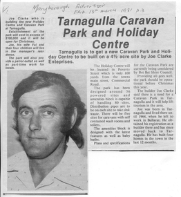 News clipping: Tarnagulla Caravan Park and Holiday Centre, Tarnagulla Caravan Park and Holiday Centre, 13th March 1981