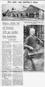 Article: For Sale - One Smithy's Shop, For Sale - One Smithy's Shop, April 18, 1974