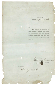 Breach notice from Postmaster's Secretary to Postmaster, Sandy Creek (1860), 19th April, 1860