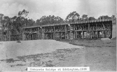 Photograph: Building of concrete bridge at Eddington (1), 1928