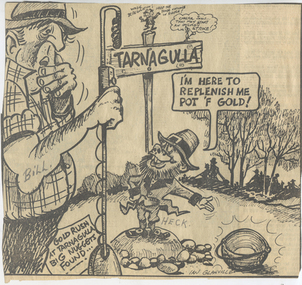 Newspaper cartoon: "Pot 'F Gold!', circa 1993