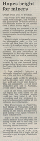 Newspaper clipping: 'Hopes Bright For Miners', 1990s