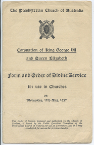 Order of Service for use in Presbyterian Churches - Coronation of King George VII and Queen Elizabeth, 1937