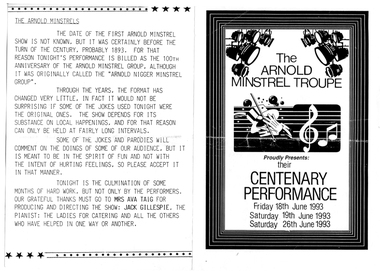 Programme: Arnold Minstrels Centenary Performance, 1993