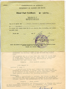 Diesel Fuel Certificate, August 1960