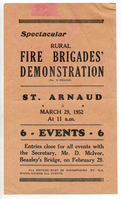Notice: Rural Fire Brigades' Demonstration, 1952
