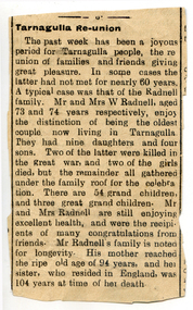 News Clipping: Radnell Reunion, circa 1926