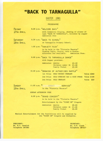 Programme for Back To Tarnagulla 1981, 1981