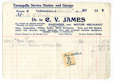 Business docket: Tarnagulla Service Station and Garage, 1949