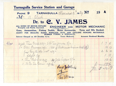 Business docket: Tarnagulla Service Station and Garage, 1939