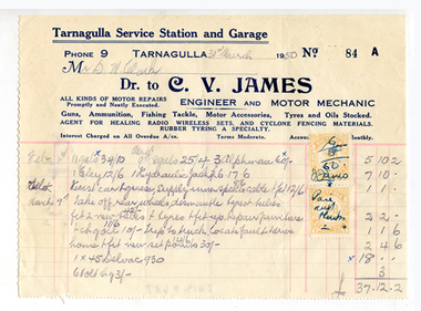 Business docket: Tarnagulla Service Station and Garage, 1950